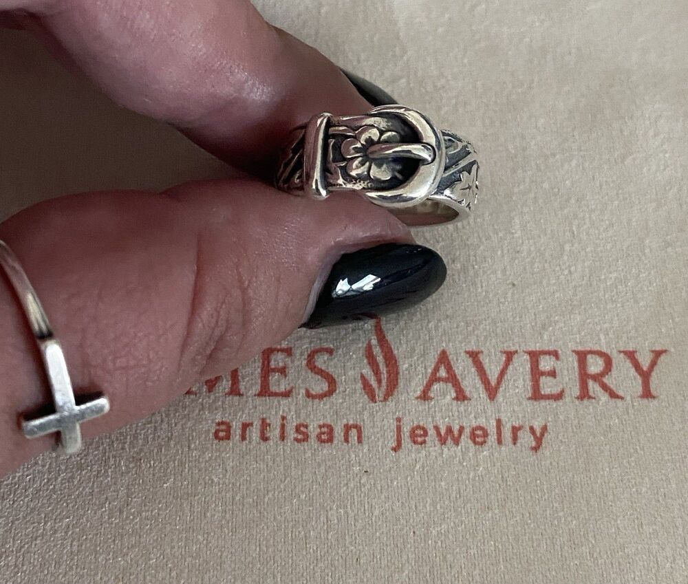 James Avery Retired Floral Belt Buckle Ring Size 6